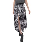 Tropical leafs pattern, black and white jungle theme Velour Split Maxi Skirt