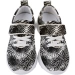 Tropical leafs pattern, black and white jungle theme Kids  Velcro Strap Shoes
