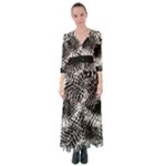 Tropical leafs pattern, black and white jungle theme Button Up Maxi Dress