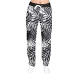 Tropical leafs pattern, black and white jungle theme Women velvet Drawstring Pants