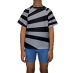 Striped black and grey colors pattern, silver geometric lines Kids  Short Sleeve Swimwear