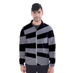 Striped black and grey colors pattern, silver geometric lines Men s Windbreaker