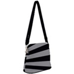 Striped black and grey colors pattern, silver geometric lines Zipper Messenger Bag