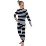 Striped black and grey colors pattern, silver geometric lines Kids  Long Sleeve Set 
