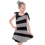 Striped black and grey colors pattern, silver geometric lines Kids  Tie Up Tunic Dress