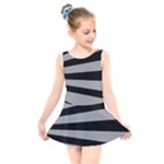 Striped black and grey colors pattern, silver geometric lines Kids  Skater Dress Swimsuit