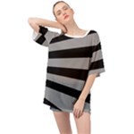 Striped black and grey colors pattern, silver geometric lines Oversized Chiffon Top