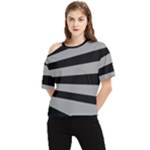 Striped black and grey colors pattern, silver geometric lines One Shoulder Cut Out Tee