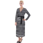 Abstract geometric pattern, silver, grey and black colors Velvet Maxi Wrap Dress