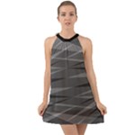 Abstract geometric pattern, silver, grey and black colors Halter Tie Back Chiffon Dress