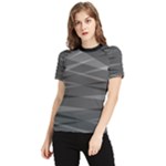 Abstract geometric pattern, silver, grey and black colors Women s Short Sleeve Rash Guard