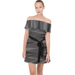 Abstract geometric pattern, silver, grey and black colors Off Shoulder Chiffon Dress