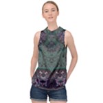 Mandala Corset High Neck Satin Top