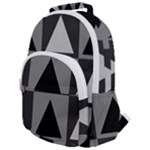 Gray and black Triangles Rounded Multi Pocket Backpack