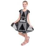 Gray and black Triangles Kids  Short Sleeve Dress