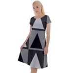 Gray and black Triangles Classic Short Sleeve Dress