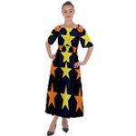 Color Stars Shoulder Straps Boho Maxi Dress 