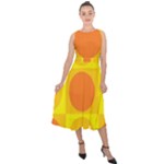 Orange Yellow Midi Tie-Back Chiffon Dress