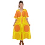 Orange Yellow Kimono Sleeve Boho Dress