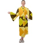 Yellow and Orange diamonds Maxi Velour Kimono