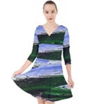 Color Twist Quarter Sleeve Front Wrap Dress