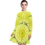 Yellow Floral print Long Sleeve Chiffon Shirt Dress