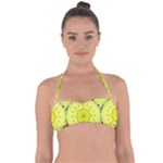 Yellow Floral print Halter Bandeau Bikini Top
