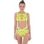 Yellow Floral print Bandaged Up Bikini Set 