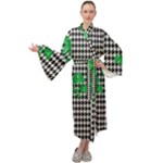 Houndstooth Leaf Maxi Velour Kimono