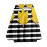 Stripe Yellow Leaves High Waist Skirt