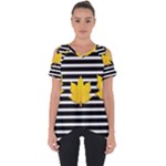 Stripe Yellow Leaves Cut Out Side Drop Tee