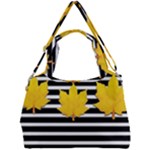 Stripe Yellow Leaves Double Compartment Shoulder Bag