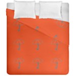 Umbrellas on orange Duvet Cover Double Side (California King Size)