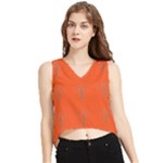 Umbrellas on orange V-Neck Cropped Tank Top