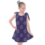 Brown Spirals on blue Kids  Tie Up Tunic Dress