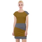 Orange and gray Saw Cap Sleeve Bodycon Dress