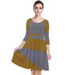 Orange and gray Saw Quarter Sleeve Waist Band Dress