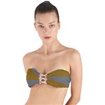 Orange and gray Saw Twist Bandeau Bikini Top