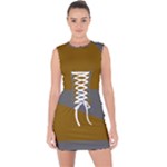 Orange and gray Saw Lace Up Front Bodycon Dress