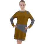 Orange and gray Saw Long Sleeve Hoodie Dress