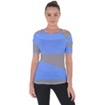 Blue and gray Saw Shoulder Cut Out Short Sleeve Top