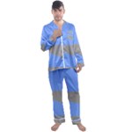 Blue and gray Saw Men s Long Sleeve Satin Pyjamas Set