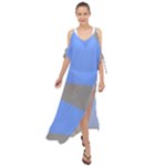 Blue and gray Saw Maxi Chiffon Cover Up Dress