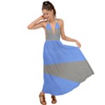 Blue and gray Saw Backless Maxi Beach Dress