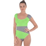 Green and gray Saw Short Sleeve Leotard 