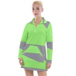 Green and gray Saw Women s Long Sleeve Casual Dress