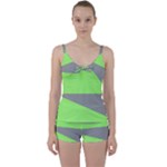 Green and gray Saw Tie Front Two Piece Tankini
