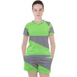 Green and gray Saw Women s Tee and Shorts Set