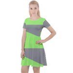 Green and gray Saw Cap Sleeve Velour Dress 