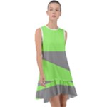 Green and gray Saw Frill Swing Dress
